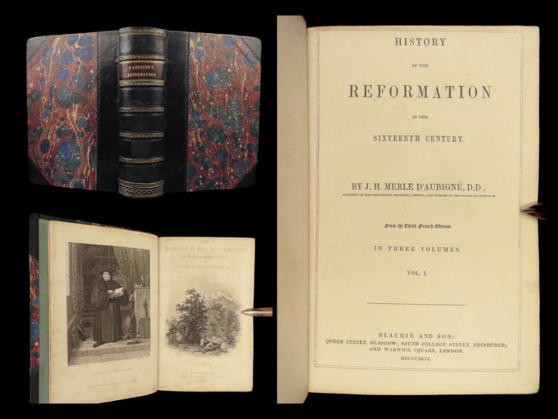1846 Protestant Reformation History Martin Luther Portrait Glasgow ed dAubigne: 1846 Protestant Reformation History Martin Luther Portrait Glasgow ed dAubigne Jean Henri Merle DAubigne was a Swiss Protestant minister known for his historical treatises on the Reformation. His most