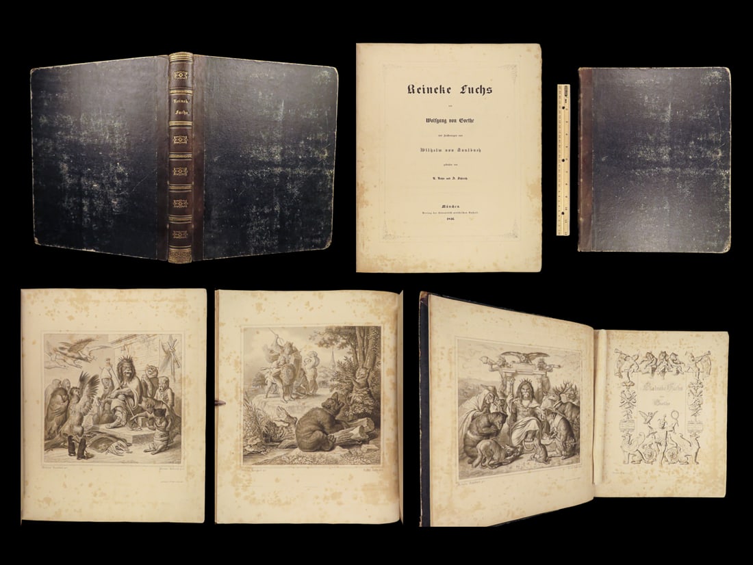 1846 Reynard Fox Goethe Reineke Fuchs Fable German Fairy Tale FANTASY ART Folio (1 of 10)