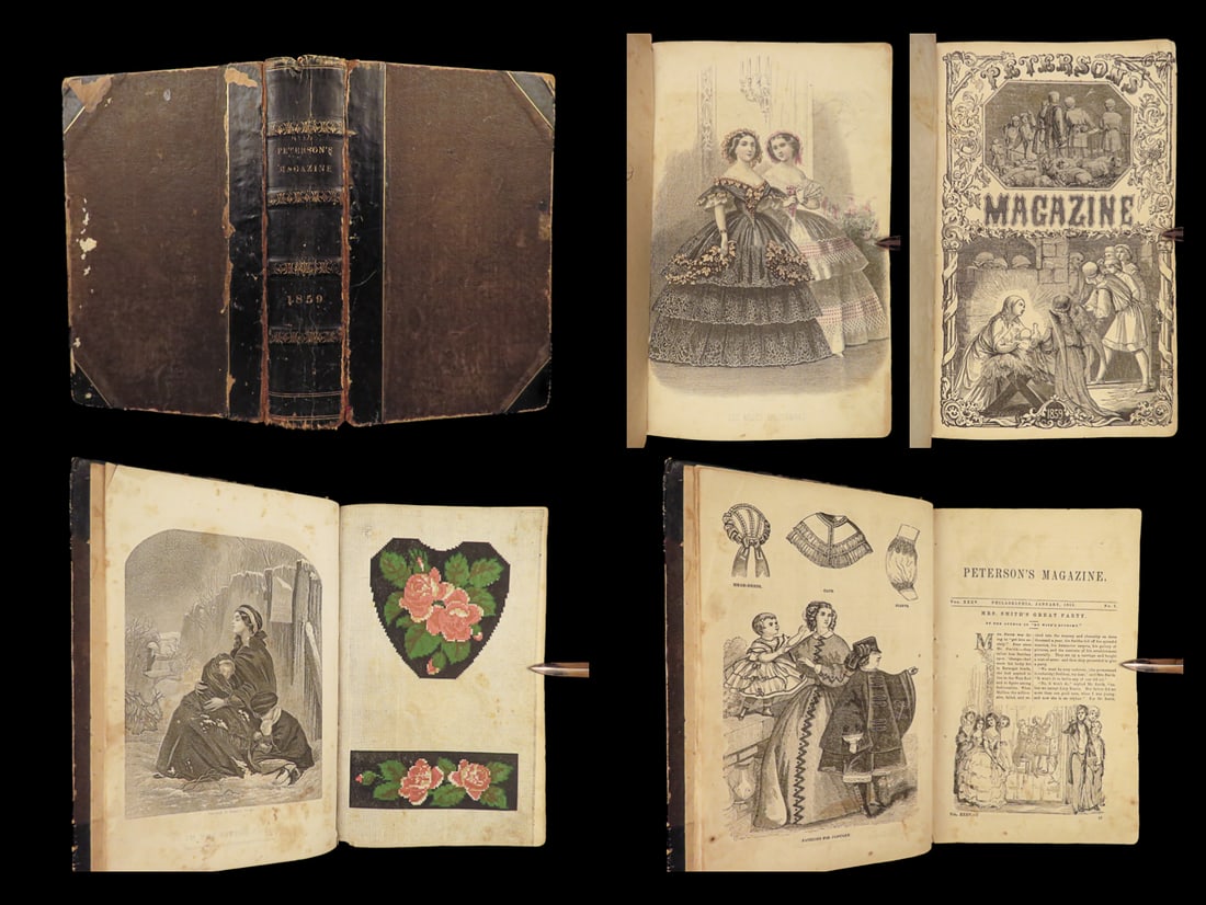 1859 FASHION 1st ed Peterson Magazine Civil War Clothing Hairstyles Crafts ART (1 of 10)
