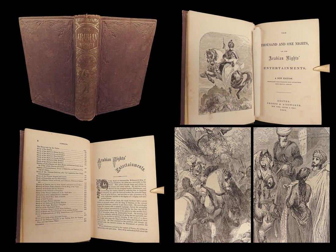 1868 Arabian Nights Entertainments Sinbad ALI BABA Illustrated English RARE (1 of 10)