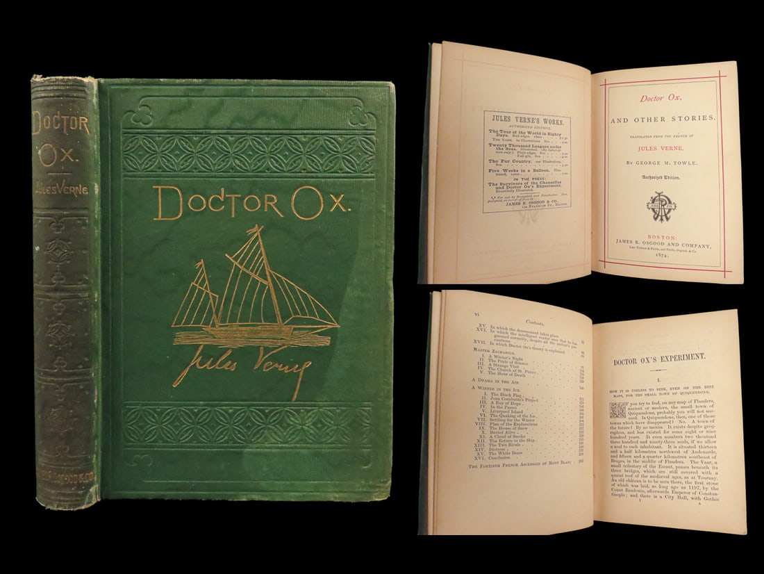 1874 Jules Verne Doctor Ox French Literature FAMOUS Boston Osgood English (1 of 10)