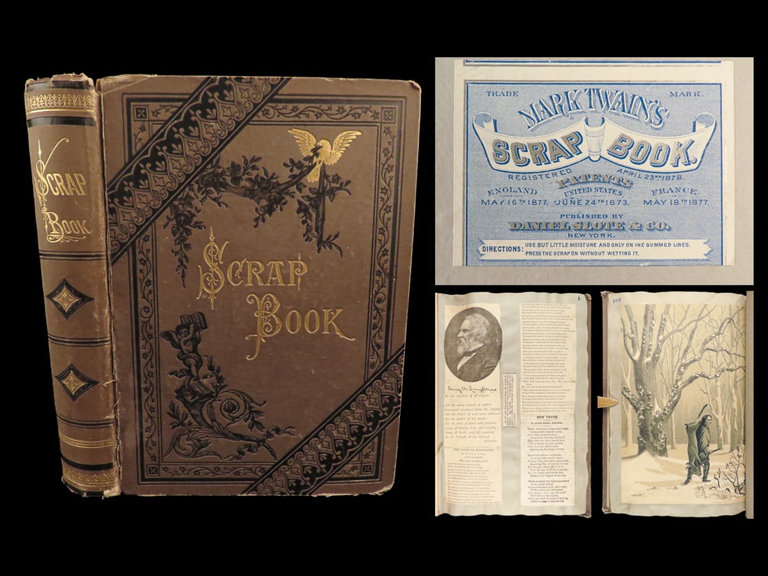 1878 Mark Twain RARE Scrap Book Newspaper Cutouts Journaling American Literature (1 of 10)