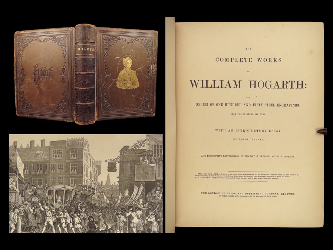 1880 BEAUTIFUL William Hogarth ART Illustrated 150 Plates Political Satire FOLIO (1 of 10)