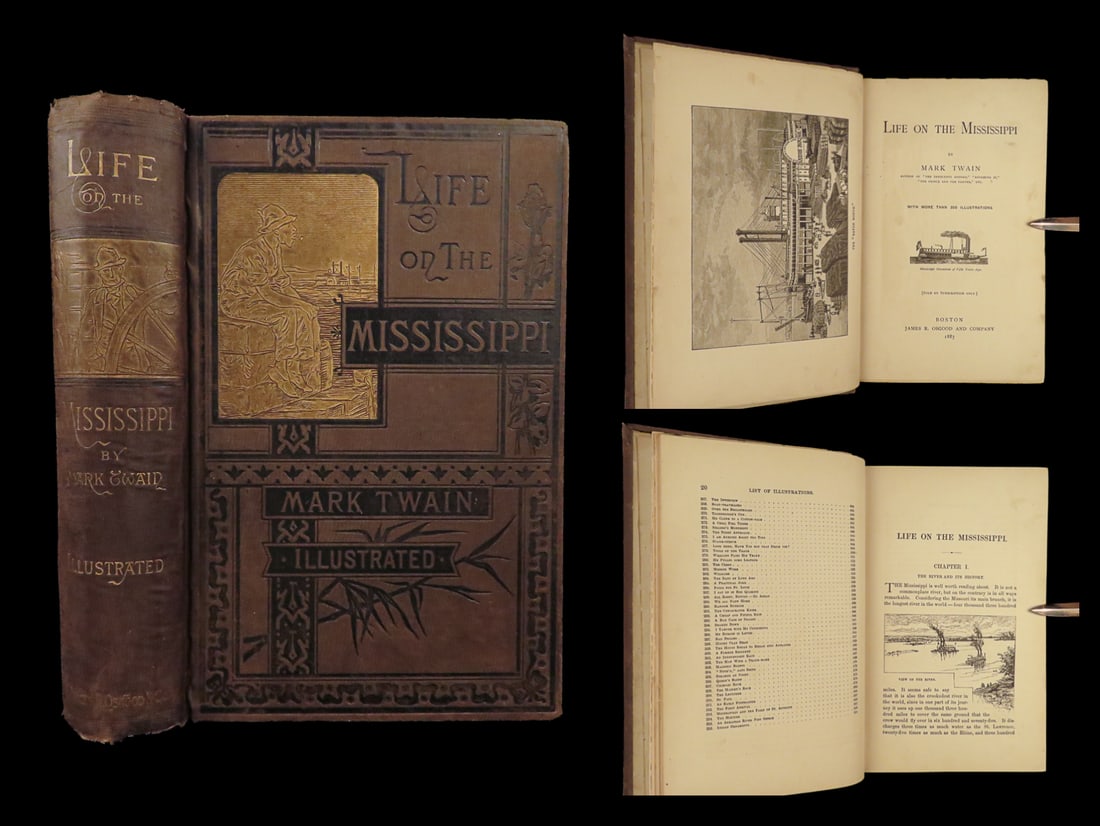 1883 Mark Twain 1ed Life on the Mississippi St. Louis Missouri Steamboat CLASSIC (1 of 10)