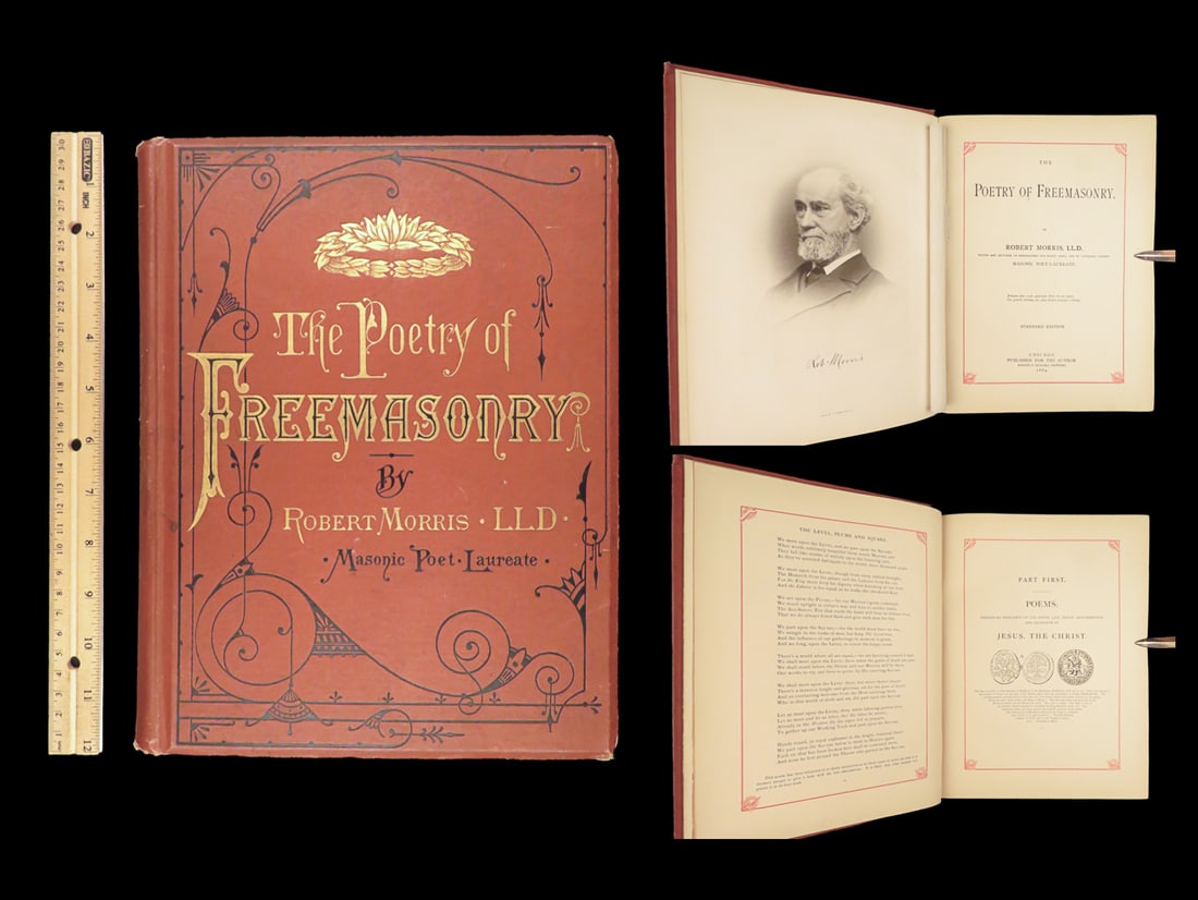 1884 MASONIC Poetry of Freemasonry SIGNED Robert Morris Eastern Star Holy Land (1 of 10)