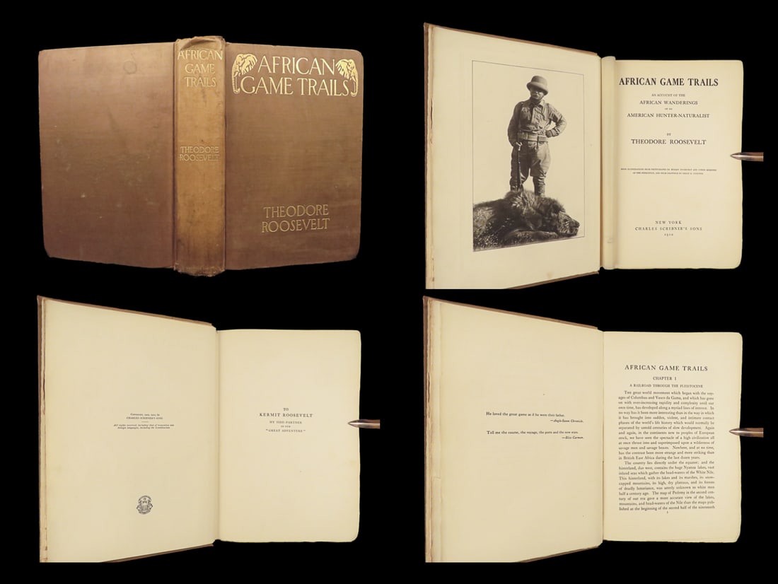 1910 Theodore Roosevelt 1st ed African Game Trails Illustrated HUNTING Sporting (1 of 10)