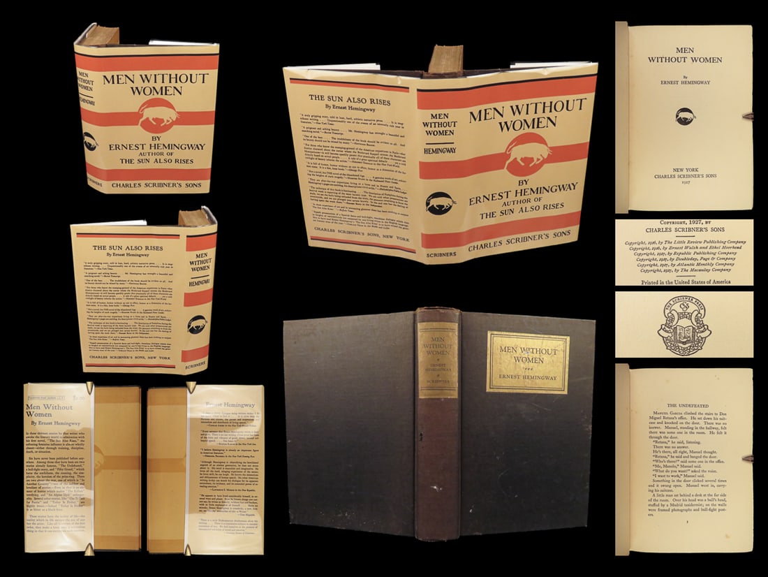 1927 Hemingway 1ed Men without Women Ernest World War I Europe Bull Fighting: 1927 Hemingway 1ed Men without Women Ernest World War I Europe Bull Fighting “There is no friend as loyal as a book.” ? Ernest Hemingway Ernest Hemingway was one of the most prolific American 