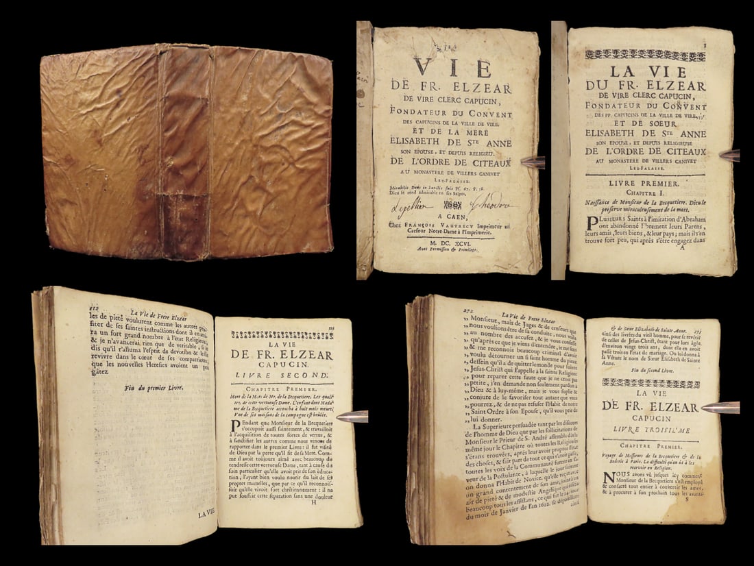 1696 Capuchin MONK 1ed Life of Elzear de Vire Normandy France Monastics Nuns (1 of 10)