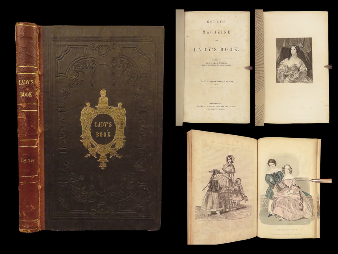 1843 FASHION Godey Ladys Book Edgar Allen POE 1ed American Magazine Illustrated (1 of 10)