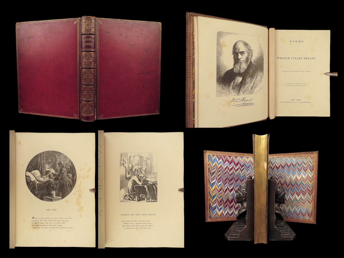 1856 BEAUTIFUL William Cullen Bryant Poetry Thanatopsis ART Tenniel Dalziel (1 of 10)