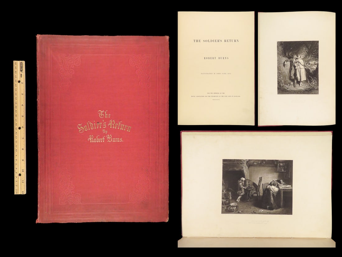 1857 ENORMOUS 1ed Robert Burns Soldierss Return FOLIO Faed ART Scottish (1 of 10)