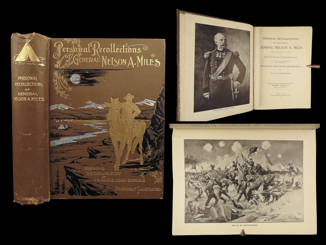 1896 Civil War & INDIAN Memoir 1ed General Miles Native American Catlin Railroad (1 of 10)