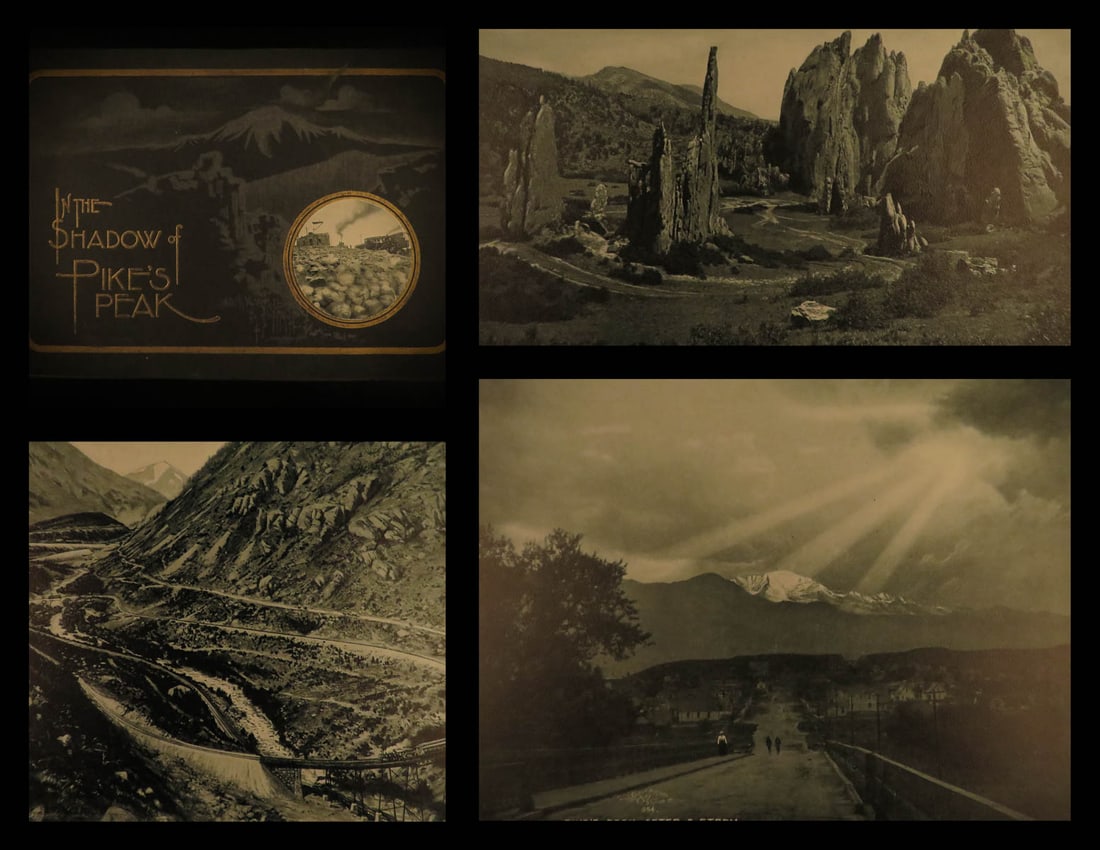 1900 COLORADO Photography Shadow of Pikes Peak Springs Mountains Illustrated: 1900 COLORADO Photography Shadow of Pikes Peak Springs Mountains Illustrated In The Shadow of Pikes Peak is a collection of photos by Stevens, Harian, and others of the Pikes Peak Mountain region in C