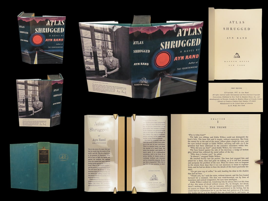 1957 Atlas Shrugged TRUE 1st printing Ayn Rand Objectivism Dystopian Philosophy (1 of 10)