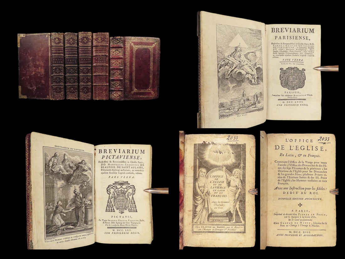 1758 Paris Breivary Catholic Church Bible Liturgy Prayers Office MASS 5v Lot (1 of 10)