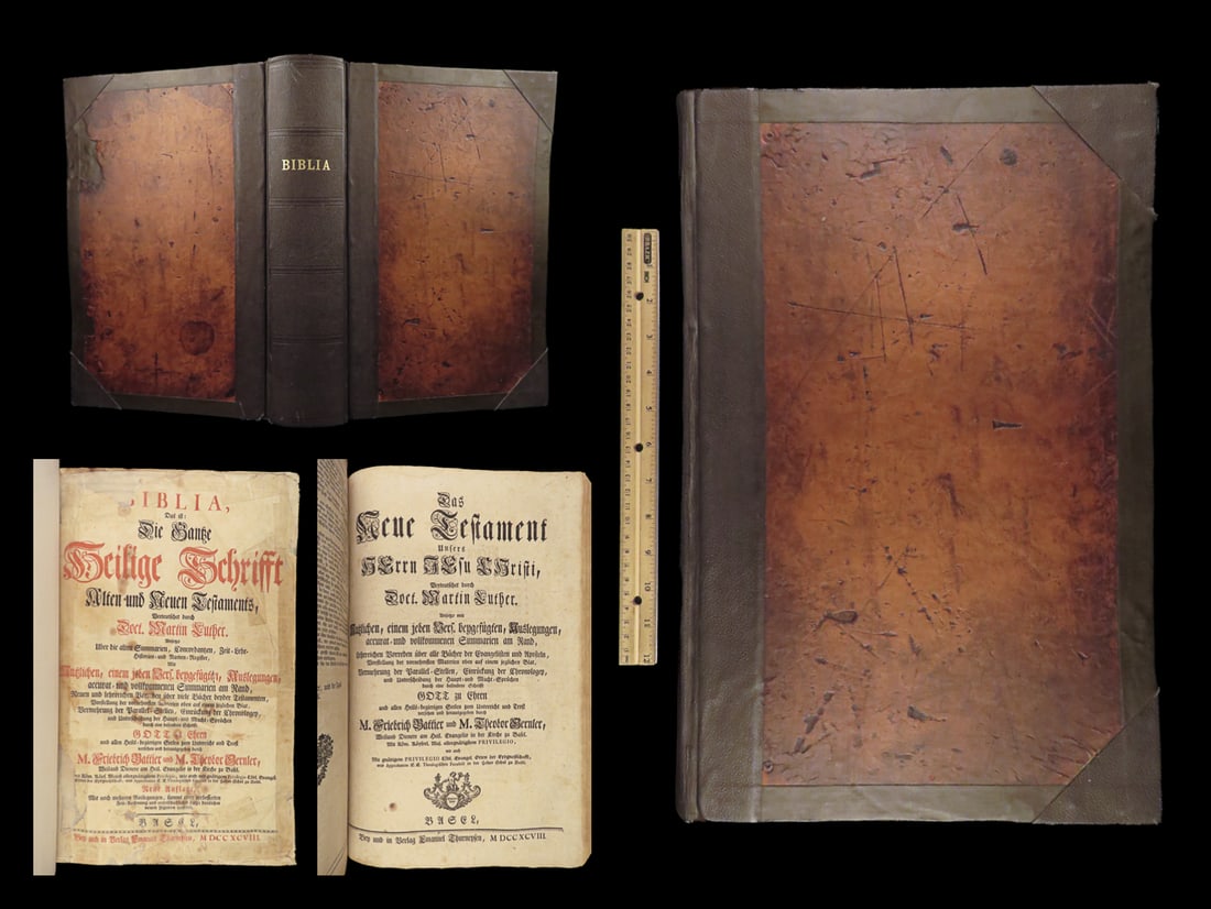 1798 ENORMOUS Martin Luther BIBLE Thurneysen Basel Switzerland German Biblia (1 of 10)
