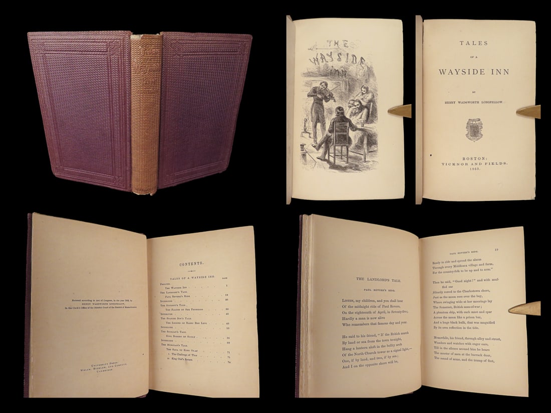 1863 Ride of Paul Revere 1ed Wadsworth Longfellow Tales of a Wayside Inn Poems (1 of 10)