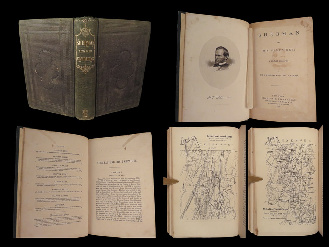 1865 General SHERMAN Campaigns 1ed Civil War Tactics Union Army Illustrated MAPS (1 of 10)