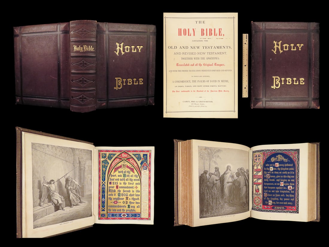 1881 ENORMOUS American Holy BIBLE Philadelphia Carey HUGE Big Spring Pennsylvania (1 of 10)