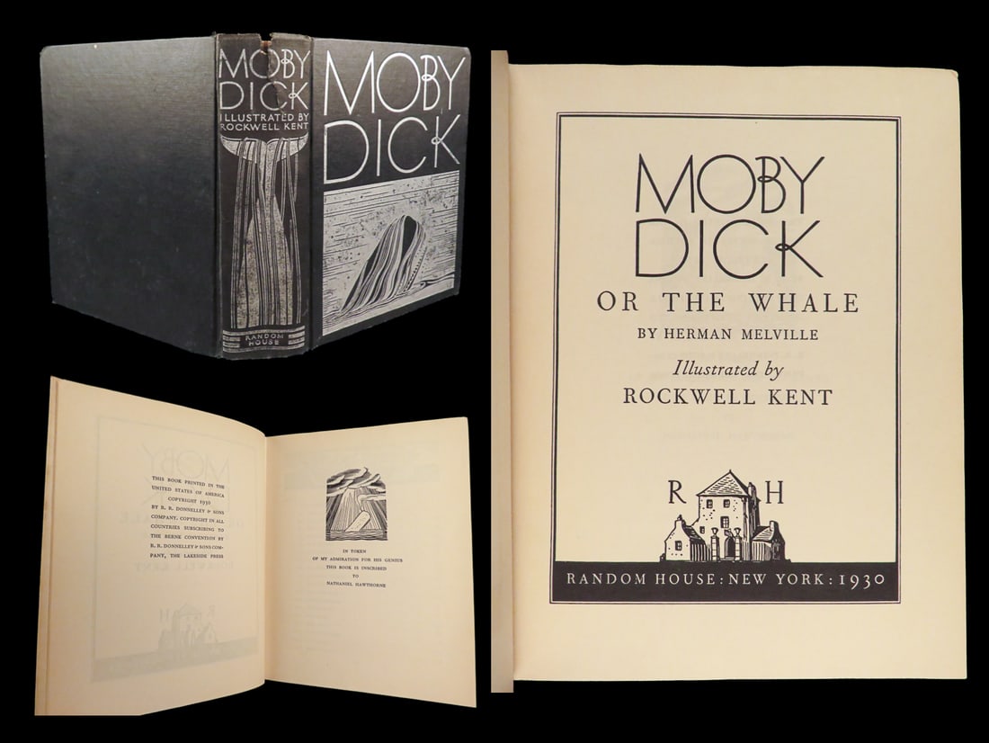 1930 Moby Dick Rockwell Kent ART 1ed Herman Melville Whaling Voyage Illustrated: 1930 Moby Dick Rockwell Kent ART 1ed Herman Melville Whaling Voyage Illustrated “Moby Dick” is perhaps the most famous sea adventure novel of the 19th-century. First appearing in periodicals,