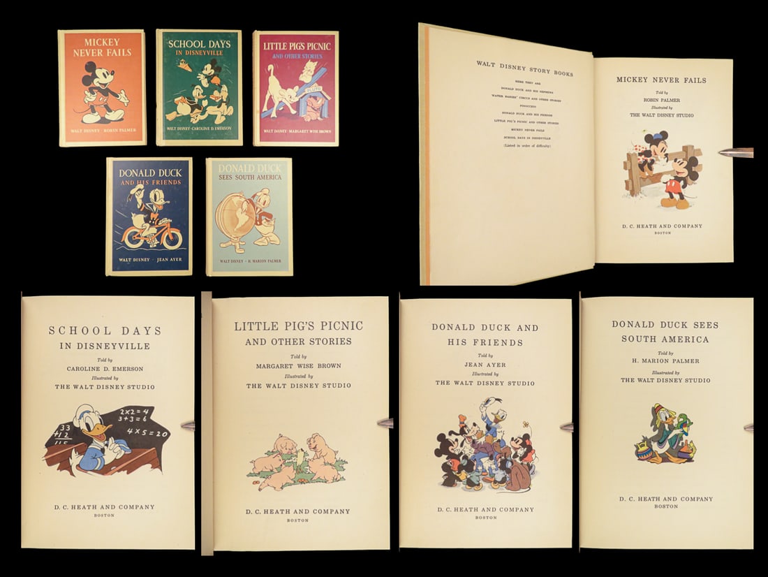 1939 DISNEY 1ed Books Mickey Mouse Donald Duck Disneyville Little Pigs 5v Heath (1 of 10)