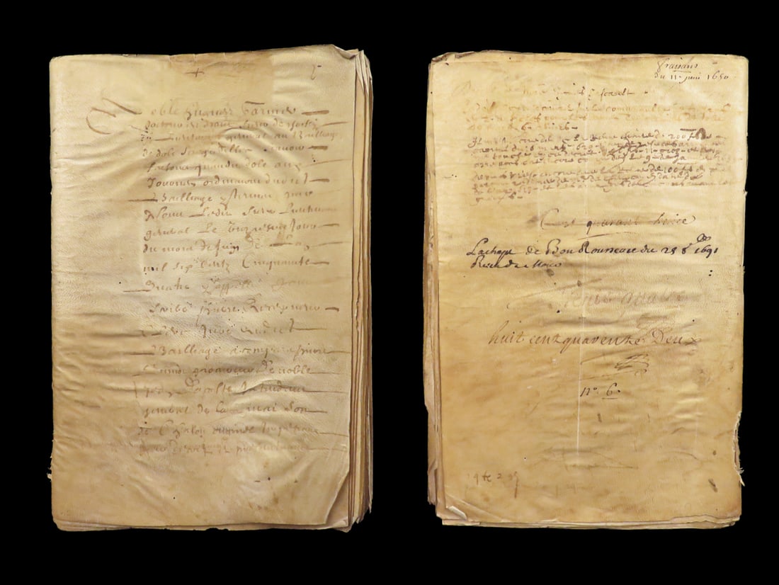 1650-1691 Handwritten French Manuscript Vellum Journal RARE (1 of 10)