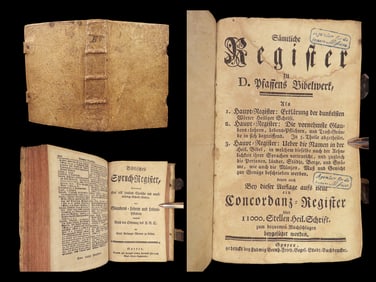 1770 Martin Luther German Holy BIBLE Register Concordance Vellum Christoph Pfaff