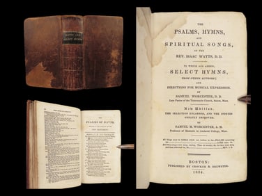 1834 Isaac Watts HYMNS Psalms & Hymnal Prayer Bible BOSTON Early America Songs