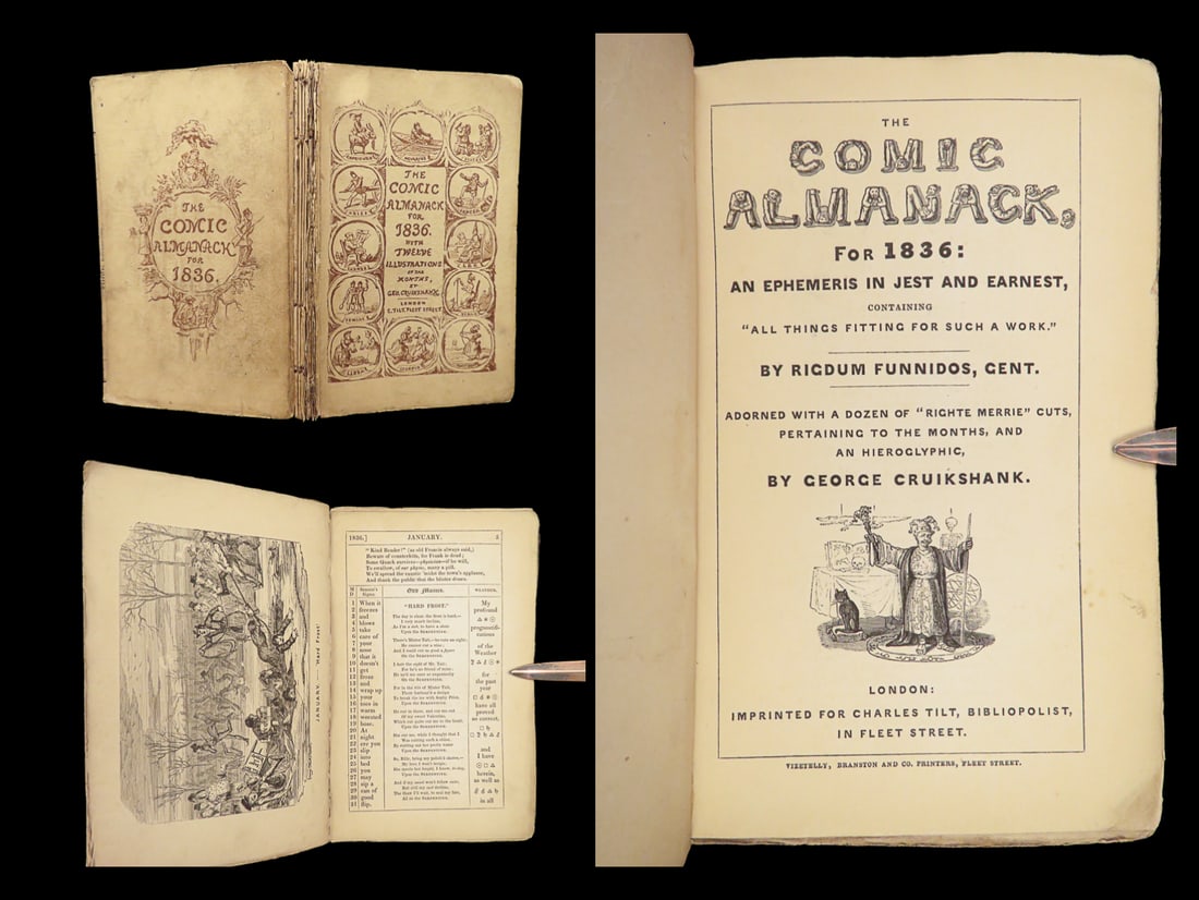 1836 Cruikshank ART 1ed Comic Almanack Caricature Illustrated Etchings Humor (1 of 10)