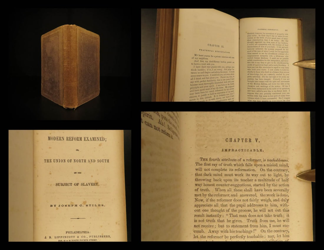 1857 1ed SLAVERY Reform Examined Civil War Joseph Stiles Slave Abolition RARE (1 of 18)