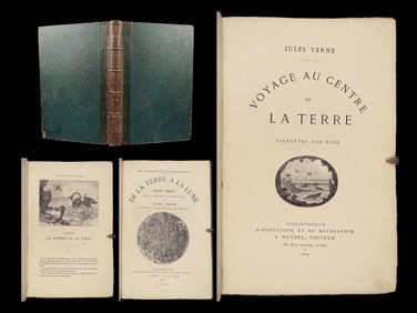 1867 Jules VERNE Journey to Center of the Earth + 1875 Earth to Moon SciFi 2in1