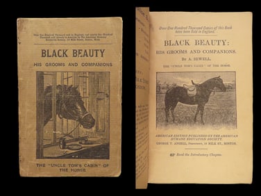 1890 BLACK BEAUTY 1st US ed Anna Sewell Horses Equestrian Classic Animal Rights
