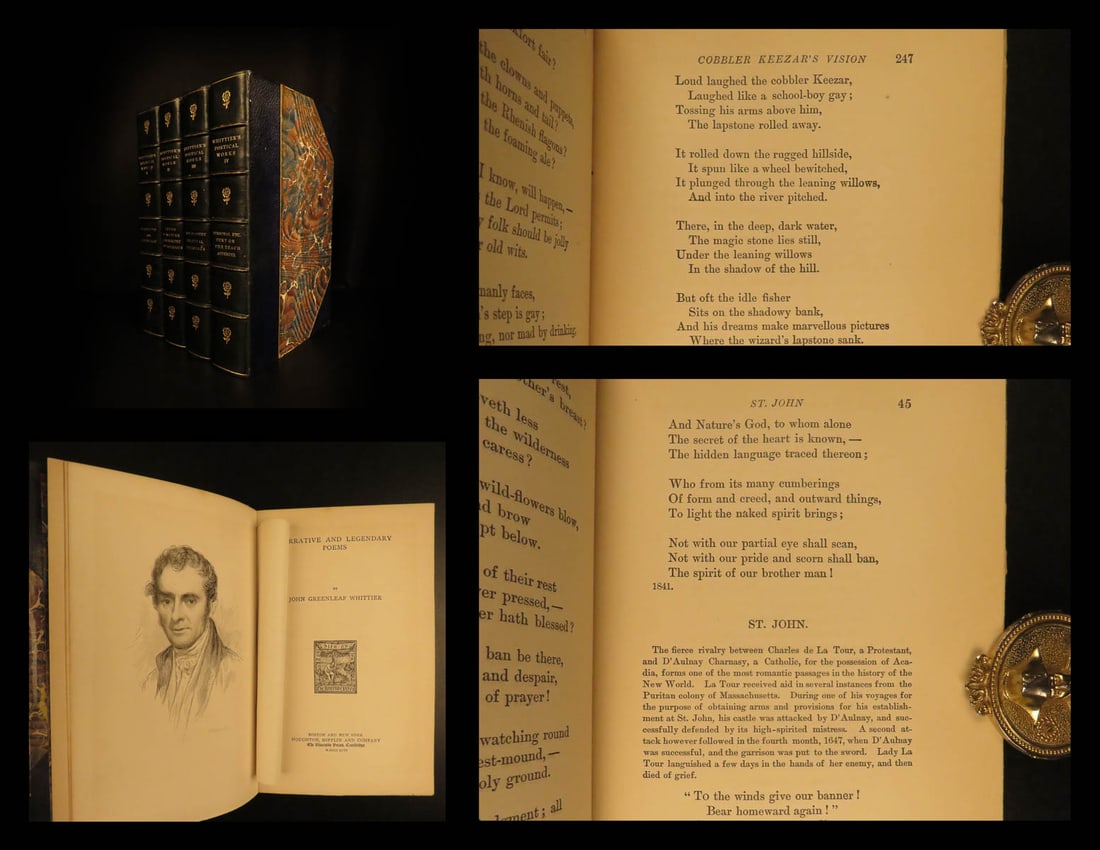 1896 John Greenleaf Whittier American SLAVERY Abolition Politics Poetical Works (1 of 20)