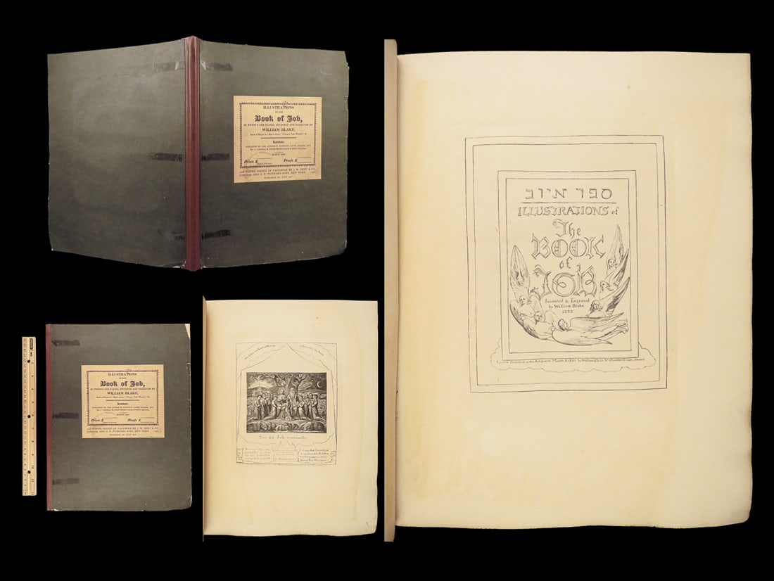 1902 William Blake ART 1ed FAMOUS Bible Illustrations Book of JOB Monsters RARE: 1902 William Blake ART 1ed FAMOUS Bible Illustrations Book of JOB Monsters RARE William Blake was an English poet and painter whose work was underappreciated during his lifetime. One of his best and m