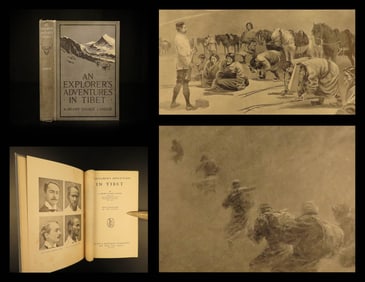 1910 1ed Landor Exploring Adventures in TIBET Asia Himalayas Nepal Voyages RARE