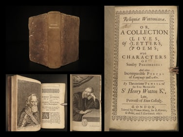 1651 1ed Reliquiae Wottonianae Wotton Architecture Queen Bohemia Philosophy