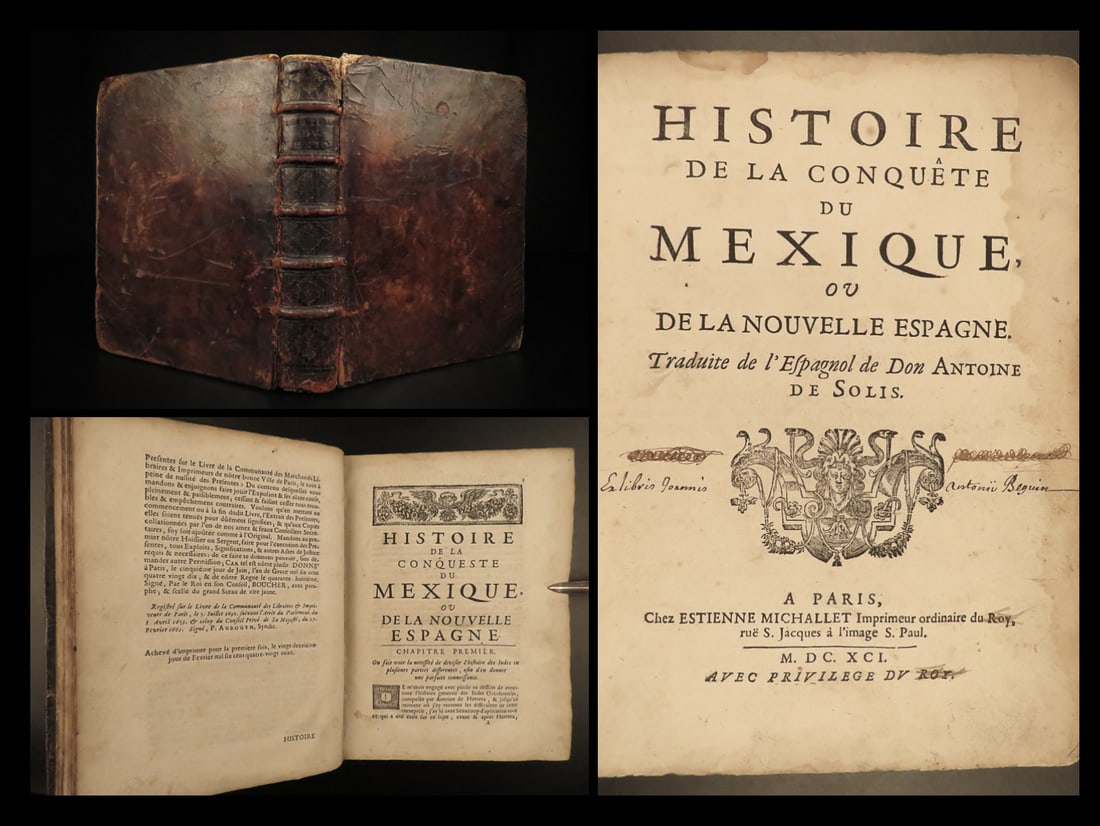 1691 Spanish Conquest of Mexico 1st ed Solis Aztec Hernan Cortez Montezuma RARE (1 of 10)
