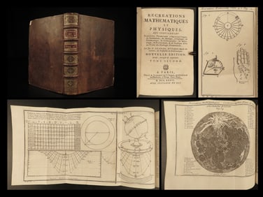 1736 Mathematics & Physics Mechanics Optics Clock Cosmography Ozanam Illustrated