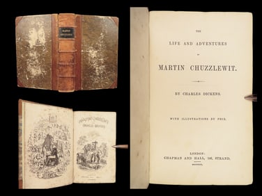 1844 Charles Dickens 1ed Martin Chuzzlewit English Literature Satire Illustrated