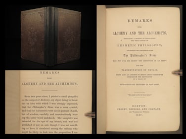 1857 SIGNED Alchemy & Alchemists Hermetic Philosophy Philosophers Stone Magic