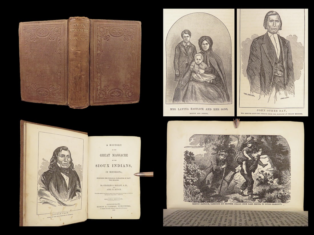 1864 Sioux INDIAN Minnesota Massacre Dakota War CUT NOSE Illustrated Bryant (1 of 10)