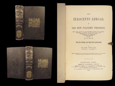 1869 Mark Twain 1st ed Innocents Abroad Illustrated Travel Guide Holy Land EARLY