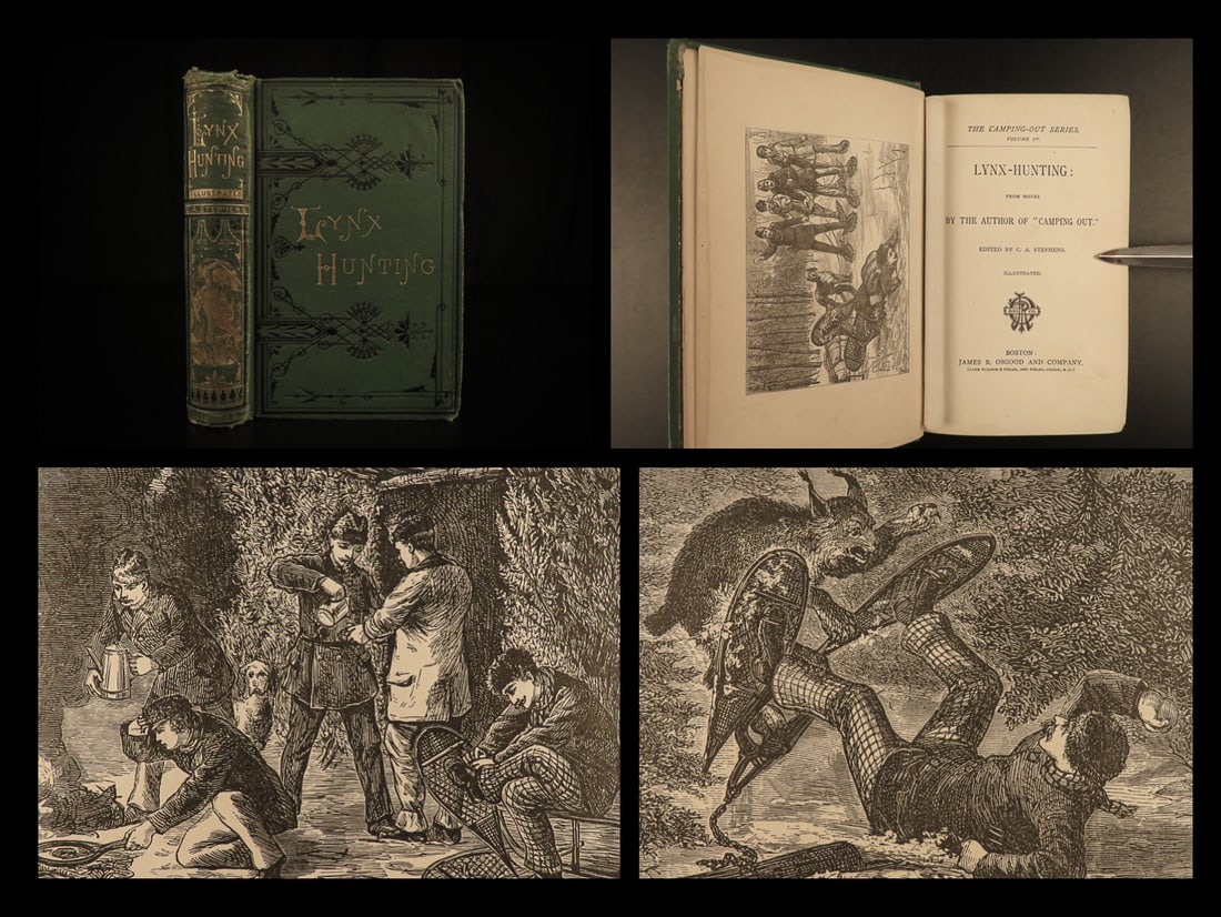 1873 Lynx Hunting in Maine Stephens Animals Otter Beaver Illustrated Sport (1 of 10)