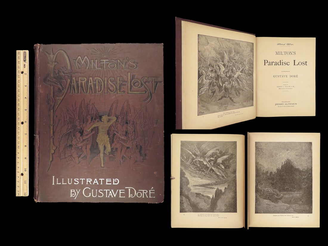 1889 John Milton Paradise Lost Gustave Dore Gallery Illustrated FOLIO Literature: 1889 John Milton Paradise Lost Gustave Dore Gallery Illustrated FOLIO Literature “The mind is its own place, and in itself can make a heavn of hell, a hell of heavn.” – Milton, Paradise Lost