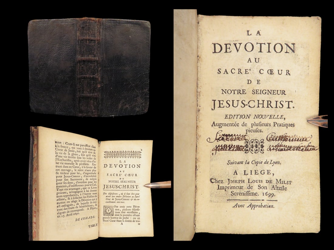 1699 French Bible Devotional 1ed Jesuit Jean Croiset Heart of Jesus Liege RARE (1 of 10)