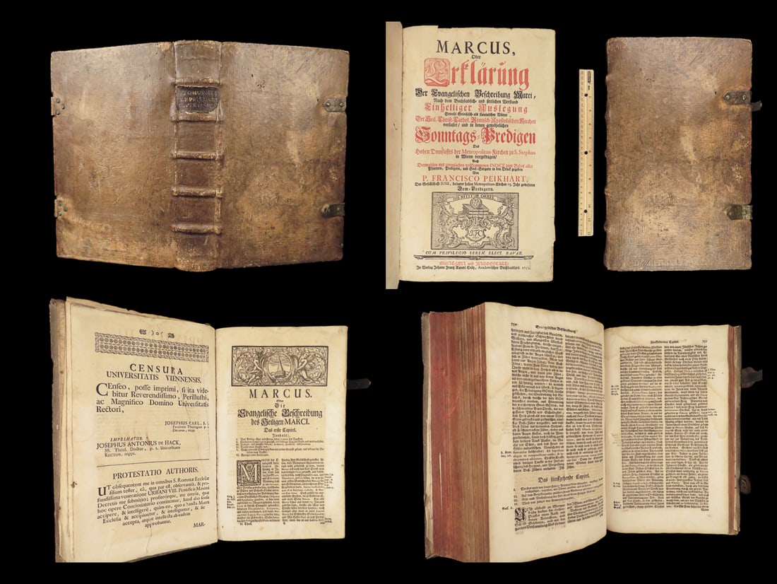 1753 BIBLE & Commentary 1ed Peikhart on Gospel of Mark HUGE FOLIO Munich (1 of 10)