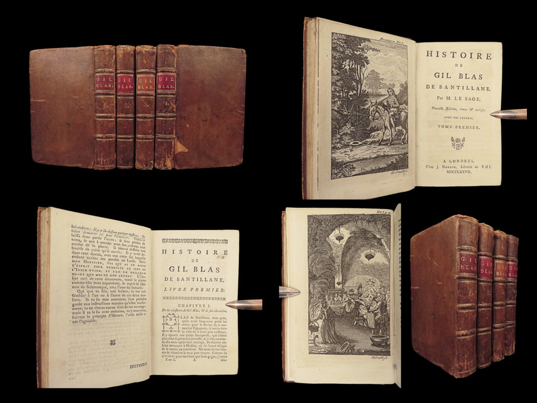 1777 Adventures of Gil Blas Santillane Le Sage French Literature Illustrated 4v (1 of 10)