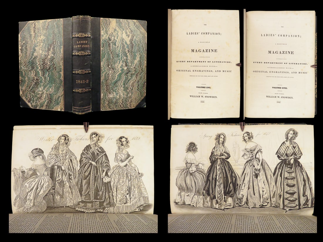 1842 FASHION 1ed Ladies Companion Magazine Dress Longfellow Poetry Illustrated (1 of 10)