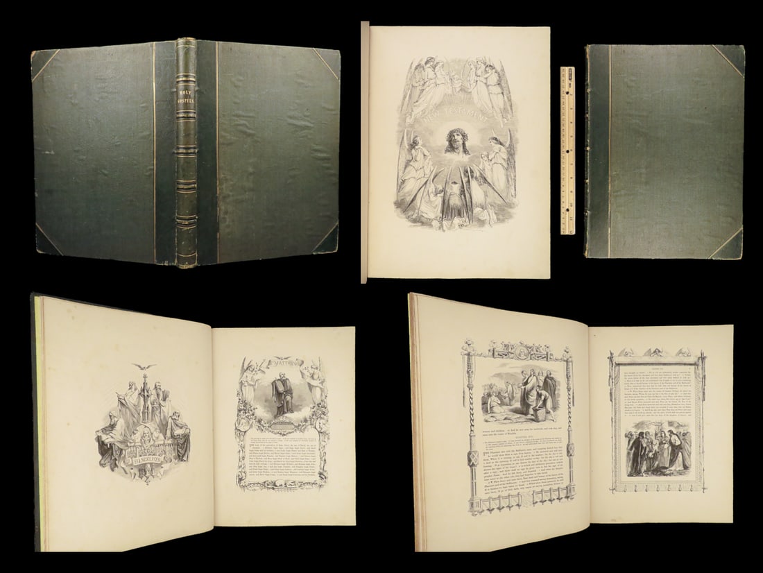 1849 BIBLE 1ed Holy Gospels Illustrated New Testament FORE-EDGE Chas Heath ART (1 of 11)