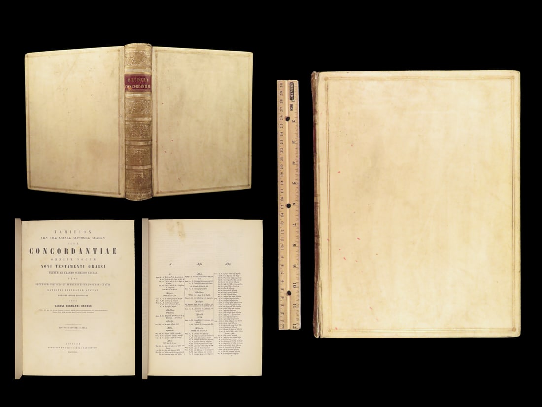 1853 VELLUM FOLIO Bruder GREEK Latin Bible Concordance Erasmus Schmid Leipzi (1 of 10)